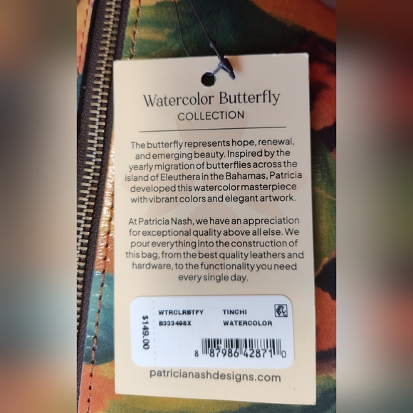 NWT! Patricia Nash Butterfly Watercolor Tinchi Crossbody / Belt Bag Retail $149 - Picture 3 of 3